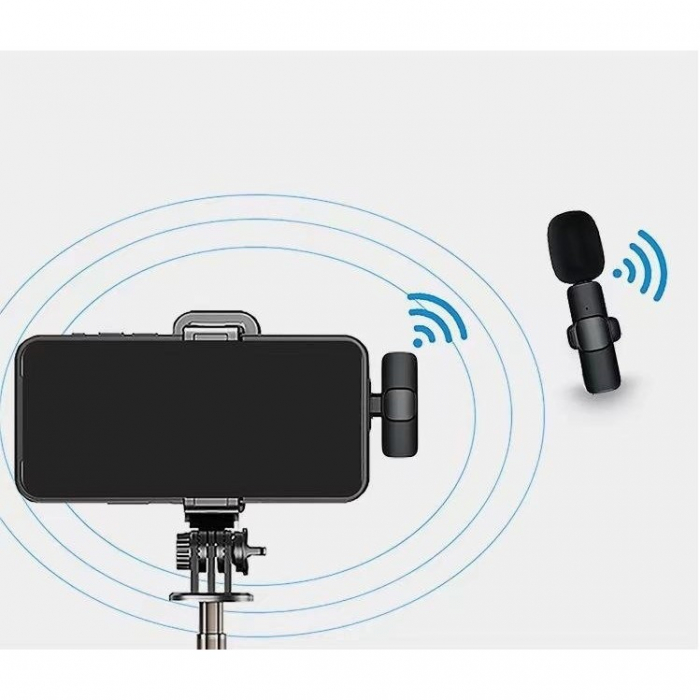 Microfon Lavaliera Wireless, Flippy, 1 Microfon si 1 Receptor Tip Lightning, Autonomie 1-3h, Bluetooth 5.0, 70dB, Baterie 50 mAh, Negru [5]