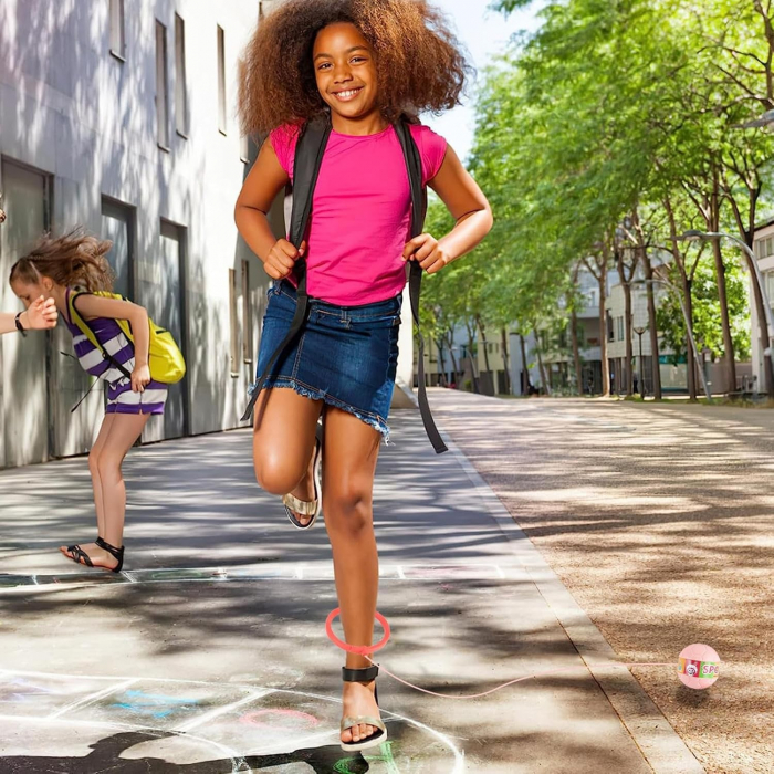 Minge pentru Sarit, Flippy, Tip Coarda Hula Hoop, Cerc 12 cm, Coarda 52 cm, Minge 12 x 11 cm, Functie Iluminat, 4-6 Ani, Plastic, Roz [5]