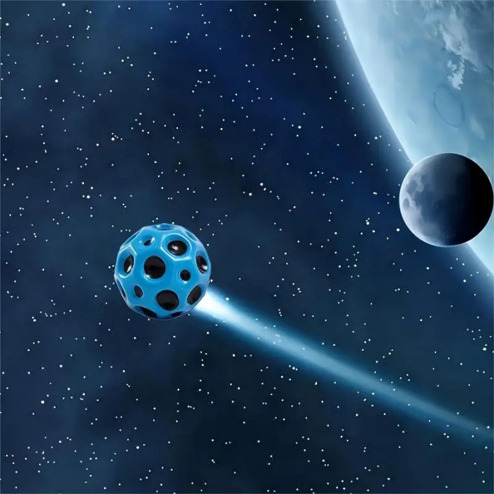 Minge Saltareata Hiperelastica, Flippy, Space Moon Ball foarte Elastica, Antistress pentru Copii, Diametru 66 mm, Albastru [4]