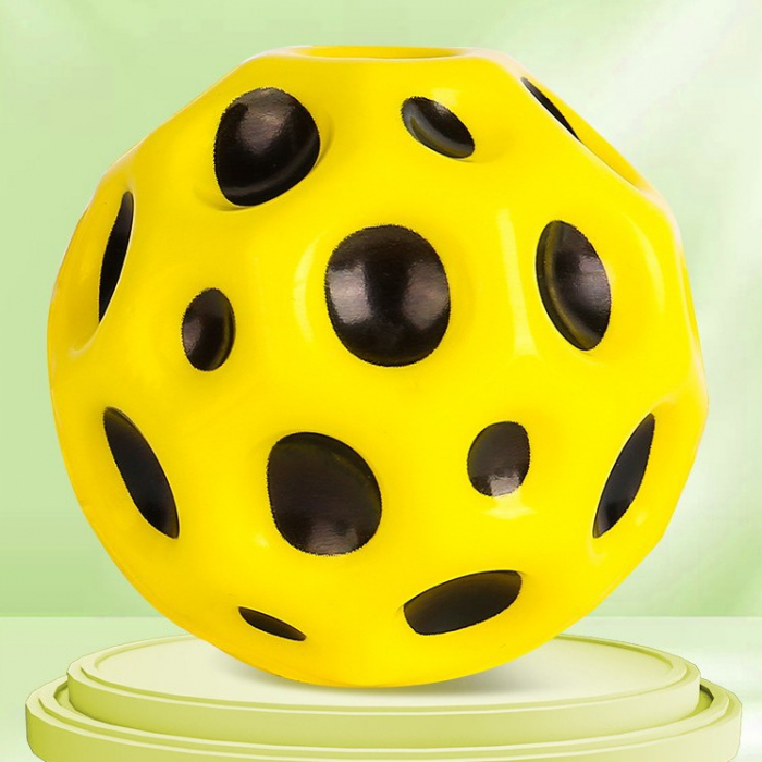 Minge Saltareata Hiperelastica, Flippy, Space Moon Ball foarte Elastica, Antistress pentru Copii, Diametru 66 mm, Galben [2]