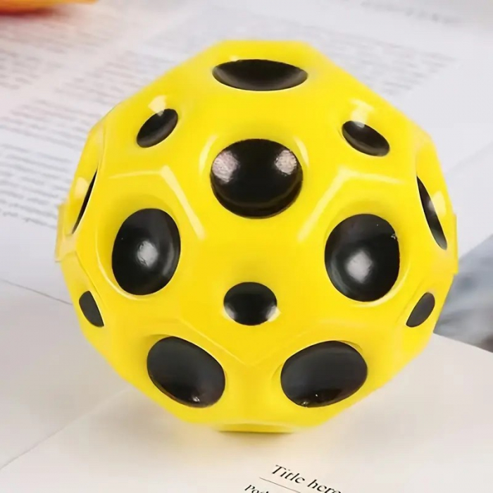 Minge Saltareata Hiperelastica, Flippy, Space Moon Ball foarte Elastica, Antistress pentru Copii, Diametru 66 mm, Galben [3]