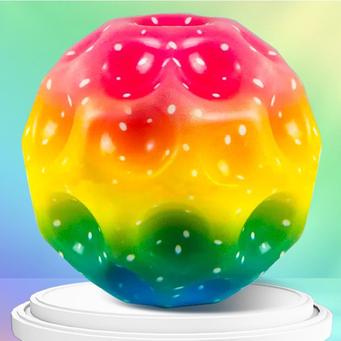 Minge Saltareata Hiperelastica, Flippy, Space Moon Ball foarte Elastica, Antistress pentru Copii, Diametru 66 mm, Multicolor Galben [2]