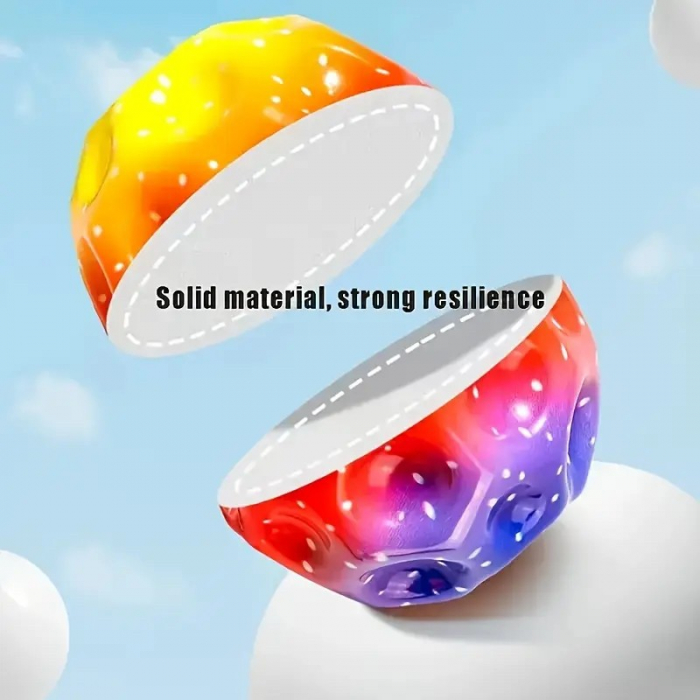 Minge Saltareata Hiperelastica, Flippy, Space Moon Ball foarte Elastica, Antistress pentru Copii, Diametru 66 mm, Multicolor Rosu [3]