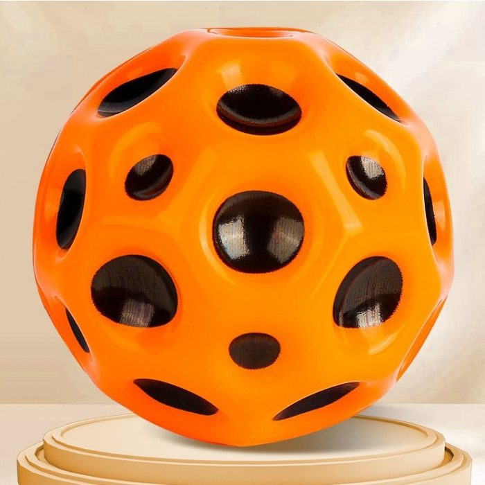 Minge Saltareata Hiperelastica, Flippy, Space Moon Ball foarte Elastica, Antistress pentru Copii, Diametru 66 mm, Portocaliu [2]