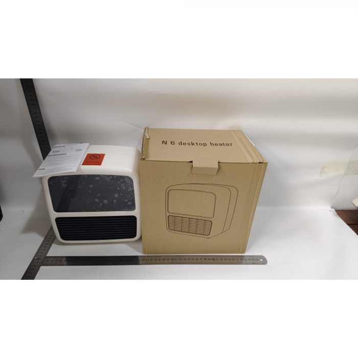 Lichidare Mini Aeroterma Puternica Portabila Flippy, Putere 1500W, Mini radiator electric cu Display LCD, efect de semineu si flacara, 22x22x15 cm, Alb [2]