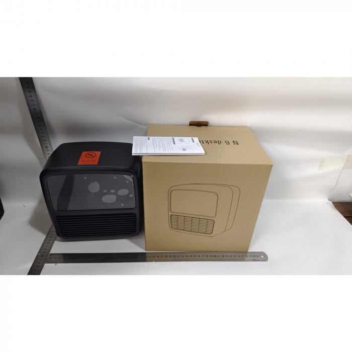 Mini Aeroterma Puternica Portabila Flippy, Putere 1500W, Mini radiator electric cu Display LCD, efect de semineu si flacara, 22x22x15 cm, Negru [2]