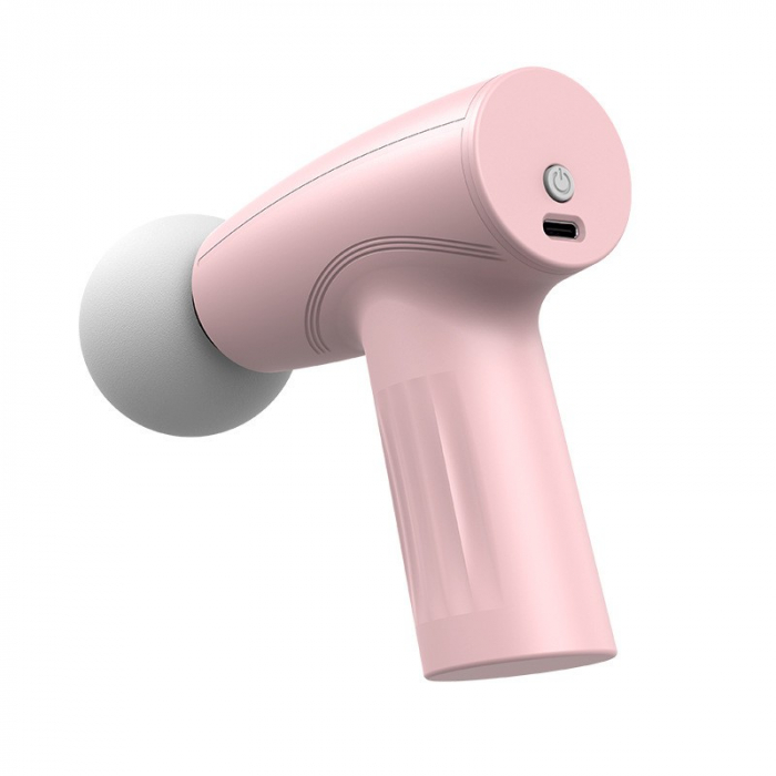 Mini Aparat de Masaj, Flippy, Tip Pistol, Incarcare USB Tip C, Portabil, Pentru Relaxare Musculara, Autonomie 120 Min, 3 Trepte de Viteza, Roz [1]