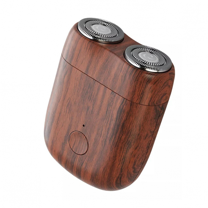 Mini Aparat de Ras Electric, Flippy, din ABS cu Fibra de Carbon, Portabil, Cap Rotativ Detasabil cu 2 Lame de Otel, Rezistent la Apa, Incarcare Type-C, Autonomie 45 min, Maro [5]