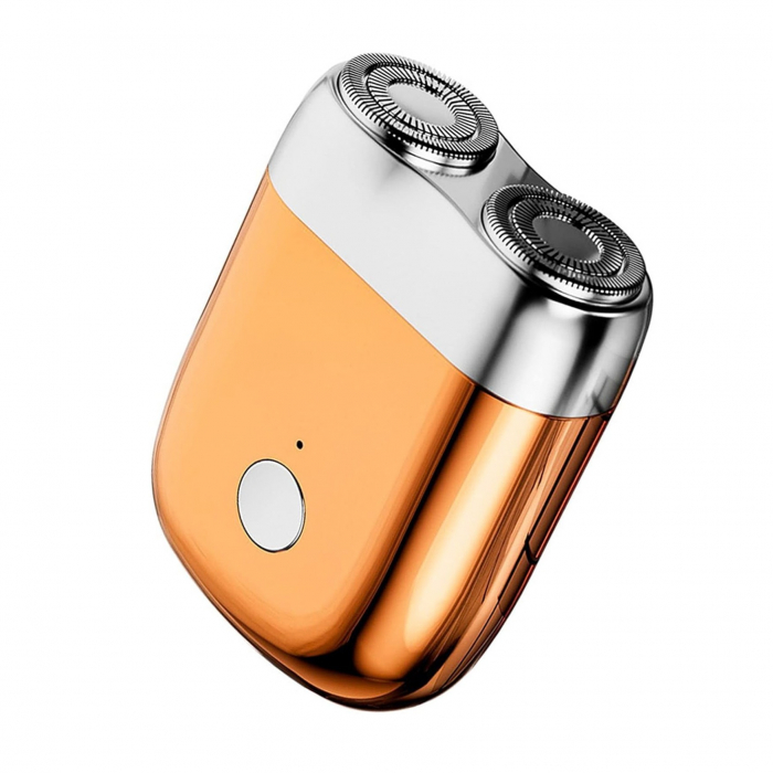 Mini Aparat de Ras Electric, Flippy, din ABS cu Fibra de Carbon, Portabil, Cap Rotativ Detasabil cu 2 Lame de Otel, Rezistent la Apa, Incarcare Type-C, Autonomie 45 min, Portocaliu [1]