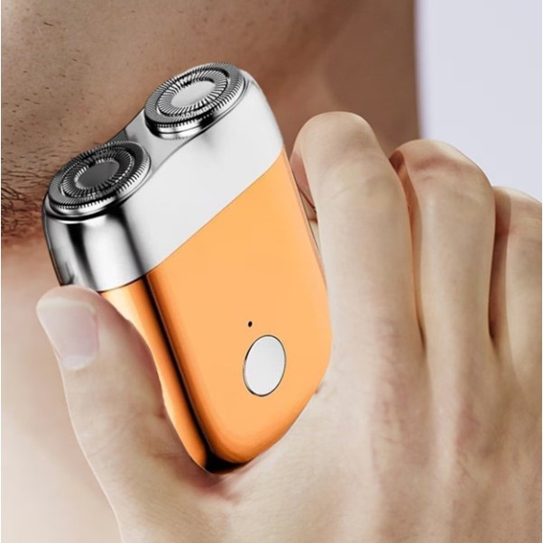 Mini Aparat de Ras Electric, Flippy, din ABS cu Fibra de Carbon, Portabil, Cap Rotativ Detasabil cu 2 Lame de Otel, Rezistent la Apa, Incarcare Type-C, Autonomie 45 min, Portocaliu [6]