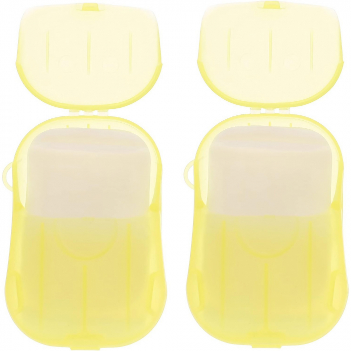 Mini Cutie de Sapun din Hartie, Flippy, de Unica Folosinta, Portabila, Potrivit pentru Calatorii, 20 foite, Galben [2]