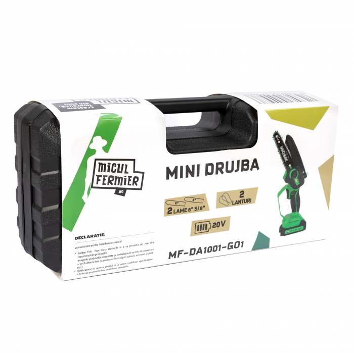 Mini drujba Micul Fermier, 20V, cu doua lame 6'' si 8'', doua lanturi [13]