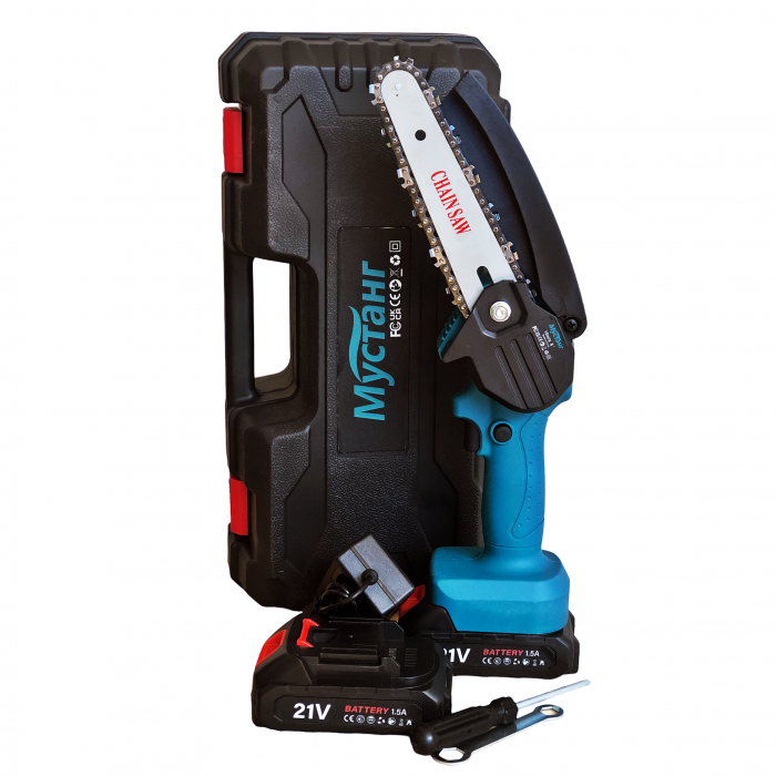 Lichidare de stoc Mini fierastrau Mustang, 2 acumulatori, 21V, 1.5 Ah, lama 18.5 cm + Lama + Lant de rezerva [4]