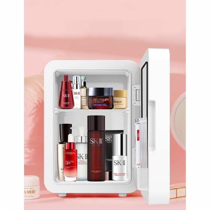 Mini frigider cosmetice, Flippy, dubla functie de incalzire/racire, portabil, 8L, alb [7]