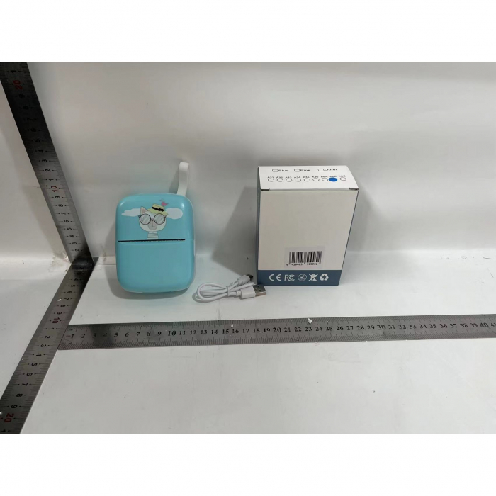 Mini Imprimanta Foto Portabila, Flippy, Incarcare USB, Bluetooth, Model Pisica, Print Alb-Negru, Albastru [2]