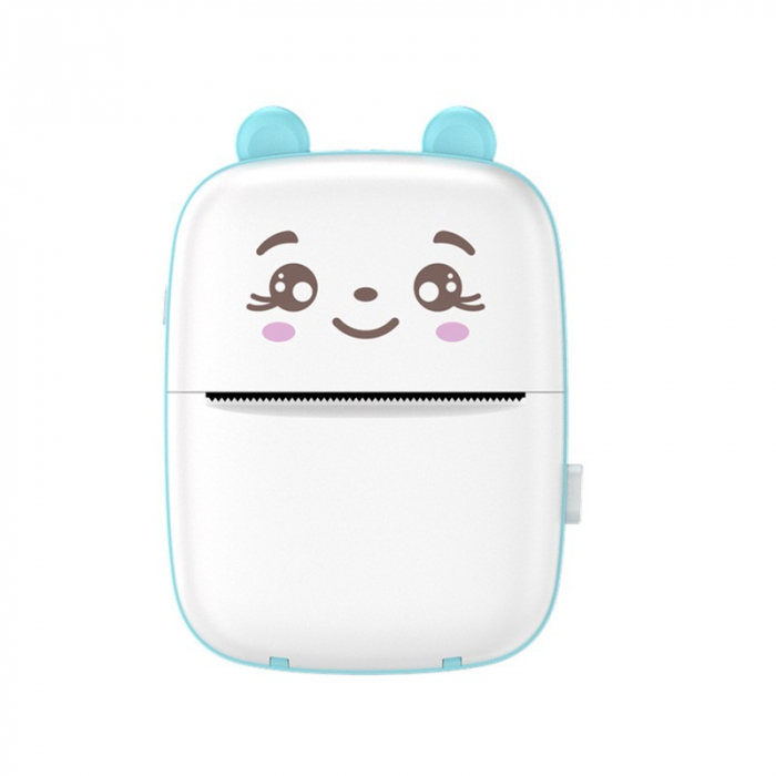 Mini Imprimanta Foto Portabila, Flippy, Incarcare USB, Bluetooth, Model Ursulet, 12 x 9 x 5 cm, Alb Albastru [1]