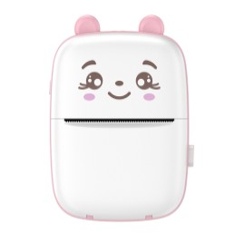 Mini Imprimanta Foto Portabila, Flippy, Incarcare USB, Bluetooth, Model Ursulet, 12 x 9 x 5 cm, Alb Roz [1]