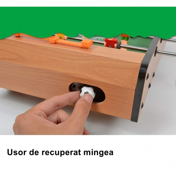 Mini Masa de Fotbal cu Teren si 12 Jucatori Flippy, 4 Manere, cu Tablou pentru Scor, din Metal, Lemn si ABS, 34.5 x 23 x 7 cm, pentru copii/adulti [6]