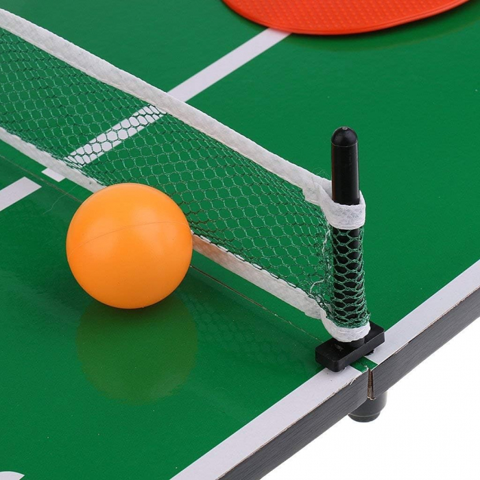 Mini Masa de Ping Pong Flippy, pentru interior, Material Lemn, 60 x 10 x 30 cm, 2 mingi, portabila, verde [3]