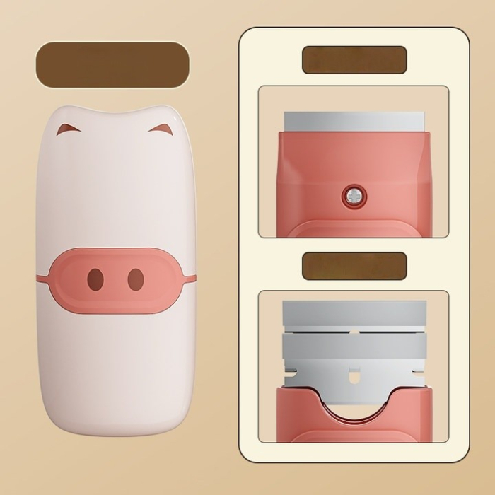 Mini Racleta de Curatare, Flippy, pentru Etichete, Adezivi, din ABS+ Metal, 2 Lame Incluse, Roz [2]