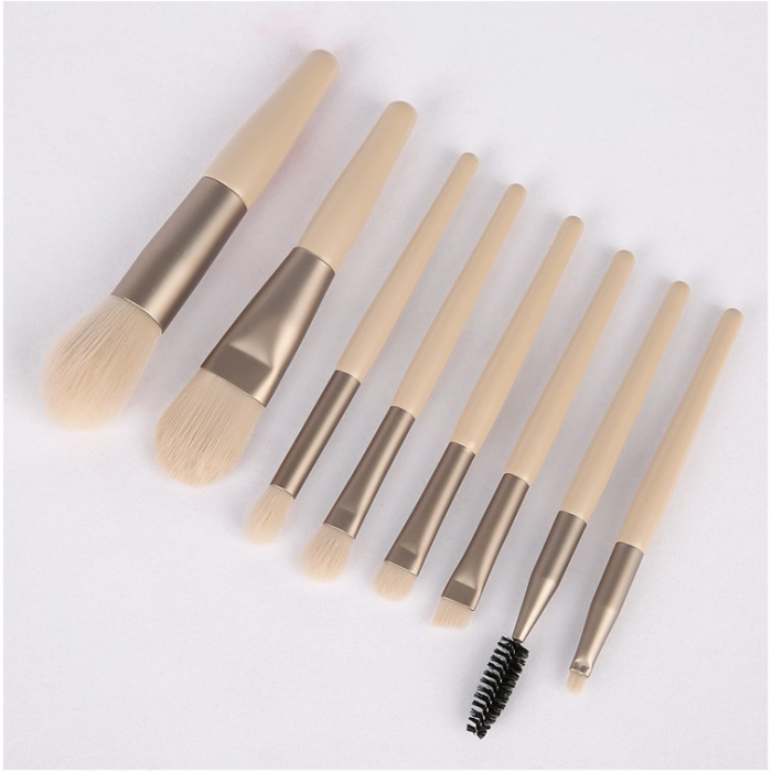 Mini set portabil 8 pensule de machiaj cu husa bej, Flippy [3]