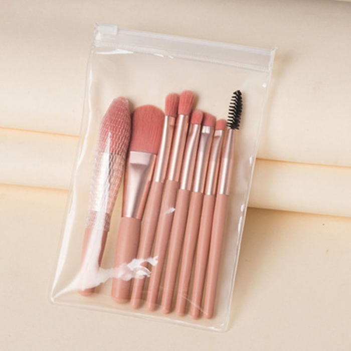 Mini set portabil 8 pensule de machiaj Roz, Flippy [5]