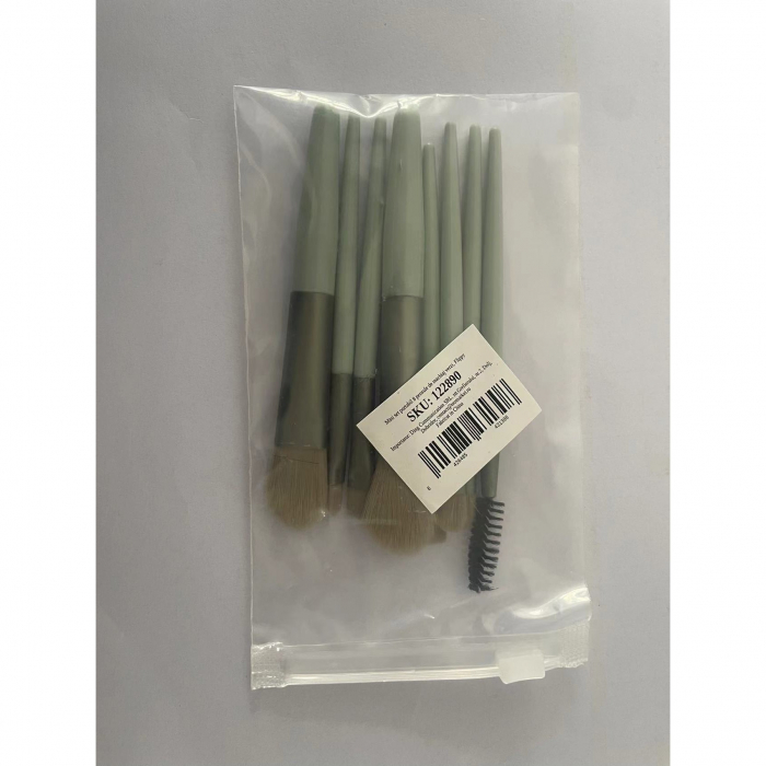 Mini set portabil 8 pensule de machiaj verzi, Flippy [4]