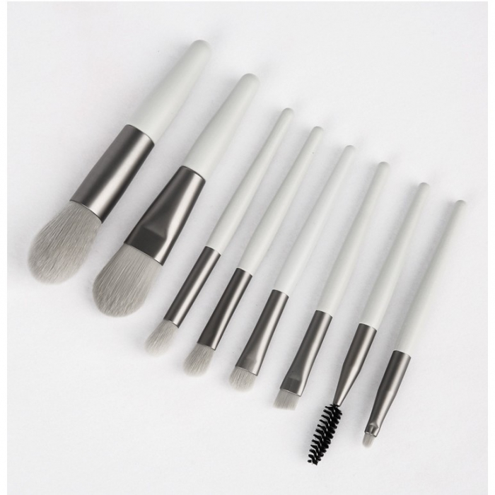 Mini set portabil 8 pensule de machiaj verzi, Flippy [3]