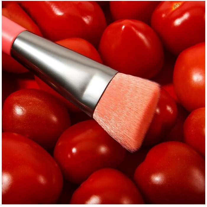 Mini Set Portabil 8 Pensule pentru Machiaj Flippy, Super Soft, Makeup Profesional/Incepatori, Maner Ergonomic, Gentuta Depozitare Inclusa, Portocaliu [2]