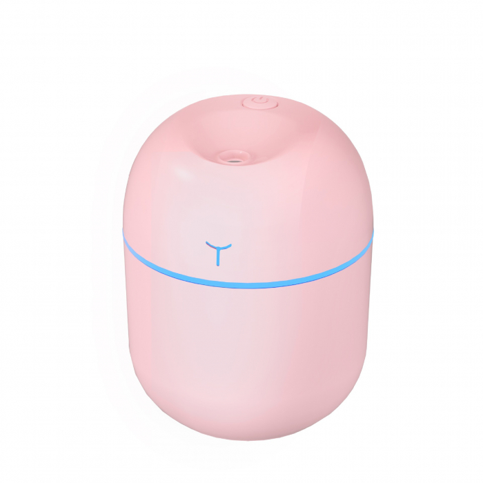 Mini Umidificator Portabil, Flippy, 2 Moduri, Aromaterapie, Silentios, Lumina Ambientala, Incarcare USB, 220 ml, 8 x 8 x 10.3 cm, Roz [5]