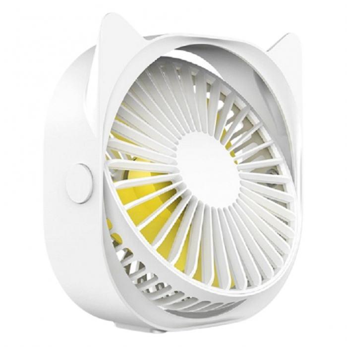 Mini ventilator pentru birou cu usb, Flippy, rotire 360 grade, 3 viteze, 13.5 x 12,8 cm, Alb [1]