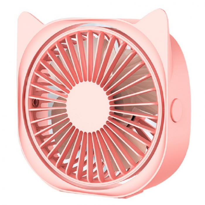 Mini ventilator pentru birou cu usb, Flippy, rotire 360 grade, 3 viteze, 13.5 x 12,8 cm, Roz [1]