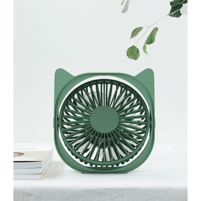 Mini ventilator pentru birou cu usb, Flippy, rotire 360 grade, 3 viteze, 13.5 x 12,8 cm, Verde [3]