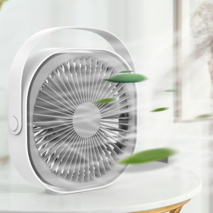 Mini ventilator pentru birou cu usb, Flippy, rotire 360 grade, 3 viteze, 4000 mA, 13.5 x 12,8, Gri [7]
