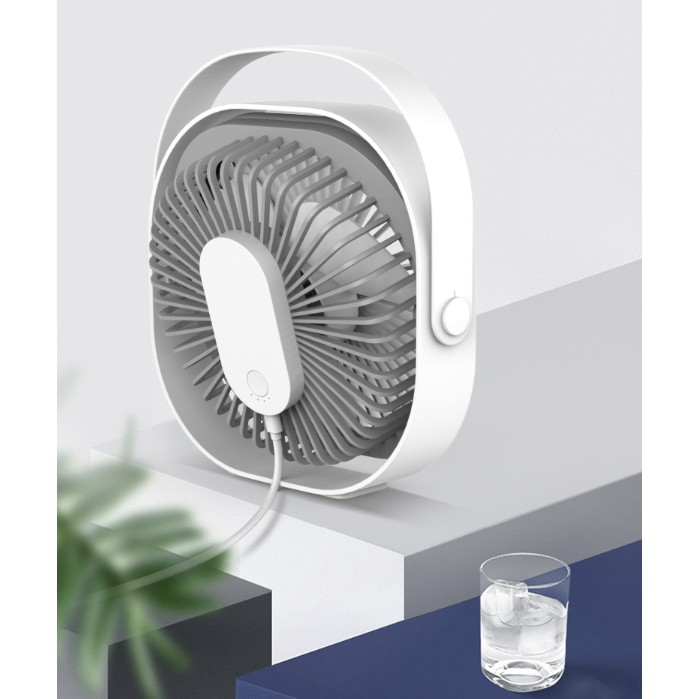 Mini ventilator pentru birou cu usb, Flippy, rotire 360 grade, 3 viteze, 4000 mA, 13.5 x 12,8, Gri [6]