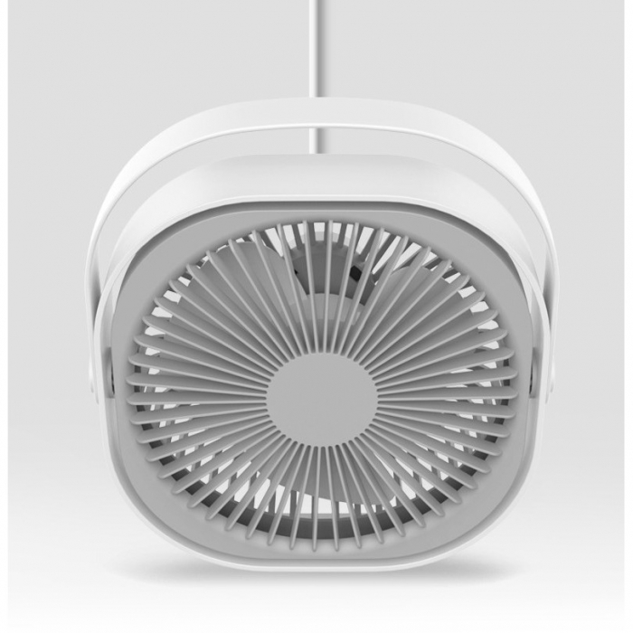 Mini ventilator pentru birou cu usb, Flippy, rotire 360 grade, 3 viteze, 4000 mA, 13.5 x 12,8, Gri [5]