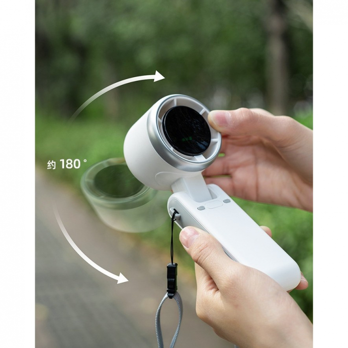 Mini Ventilator Portabil, Flippy, 5 Trepte de Viteza, Afisaj Digital, Incarcare USB, 5V, 2A, 5.95 x 5.2 x 17.2 cm, Alb [6]