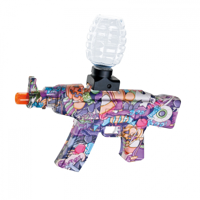 Mitraliera de jucarie electrica Flippy cu bile de hidrogen de gel, gun bluster, tragere in rafala, varsta peste 6 ani, ochelari de protectie, 5000 de bile incluse, cablu de incarcare, 28x31 cm, AK47,  [1]