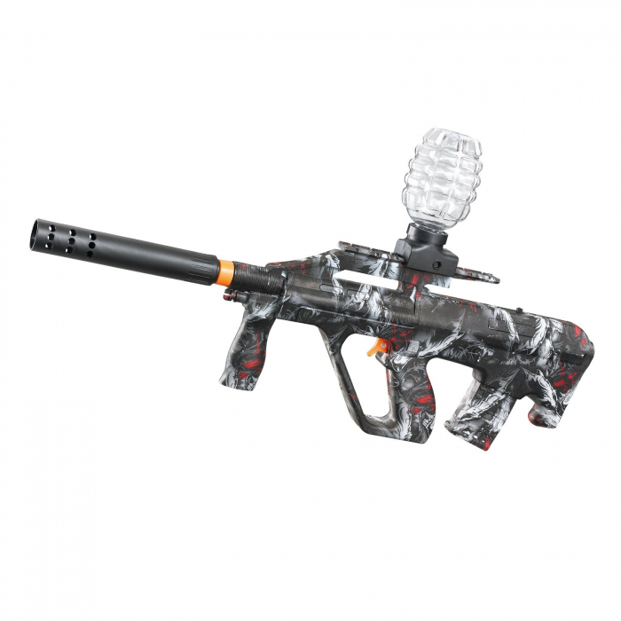 Mitraliera de jucarie electrica Flippy cu bile de hidrogen de gel, gun bluster, tragere in rafala, varsta peste 6 ani, ochelari de protectie, 5000 de bile incluse, cablu de incarcare, 28x31 cm, AUG, n [1]