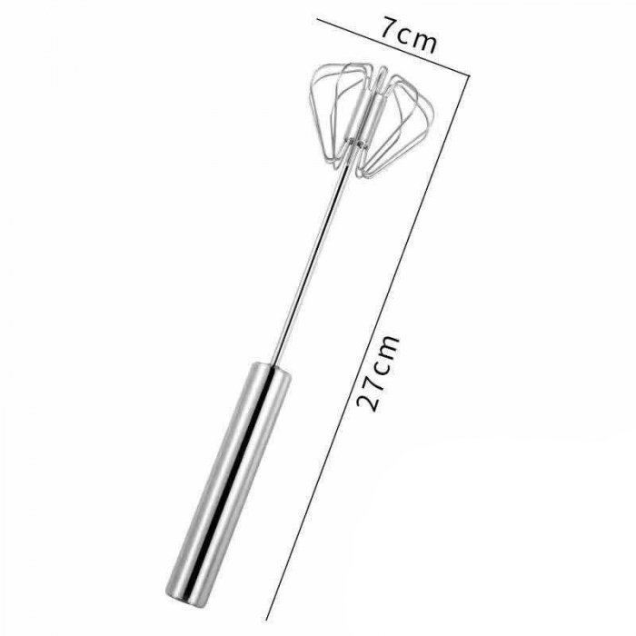 Mixer Manual, Flippy, pentru Oua Smantana Frisca Aluat, Maner Otel Inoxidabil, Usor de Utilizat si Depozitat, 27 x 7 cm, Argintiu [4]