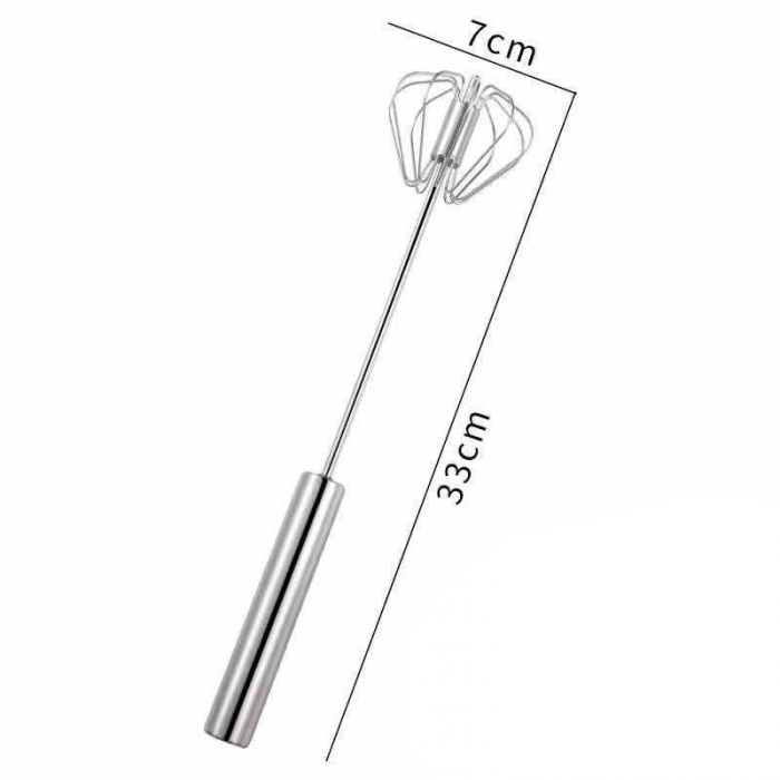 Mixer Manual, Flippy, pentru Oua Smantana Frisca Aluat, Maner Otel Inoxidabil, Usor de Utilizat si Depozitat, 33 x 7 cm Argintiu [4]