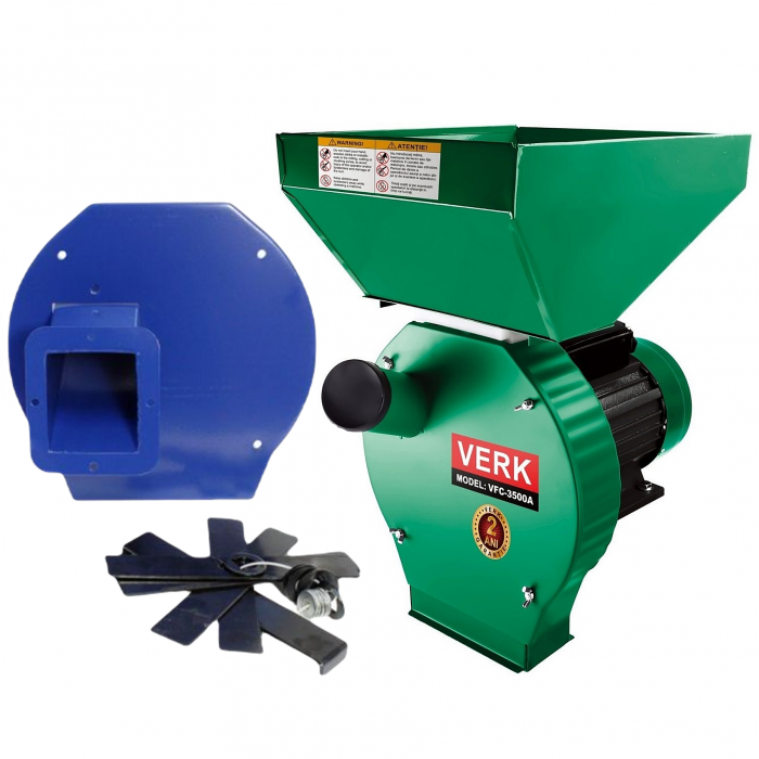 Moara electrica pentru cereale si stiuleti Verk Cuva mare, 3.5 kW, 350 kg/h + Adaptor furaje si resturi vegetale [2]
