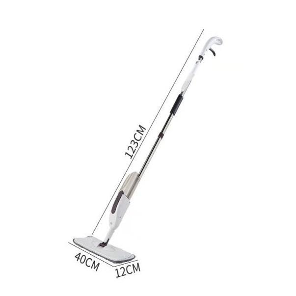 Mop plat, Flippy, cu pulverizator, pentru uz casnic, plastic, rezerva de mop din microfibra, 125x40 cm, Alb/Mov [6]