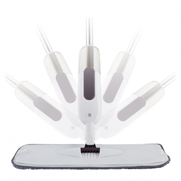 Mop plat, Flippy, cu pulverizator, pentru uz casnic, plastic, rezerva de mop din microfibra, 125x40 cm, Alb/Mov [5]