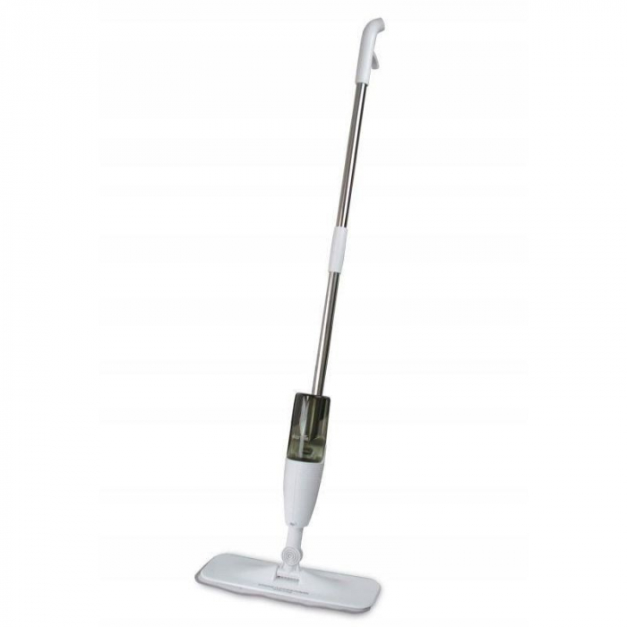 Mop plat, Flippy, cu pulverizator, pentru uz casnic, plastic, rezerva de mop din microfibra, 125x40 cm, Alb/Negru [1]
