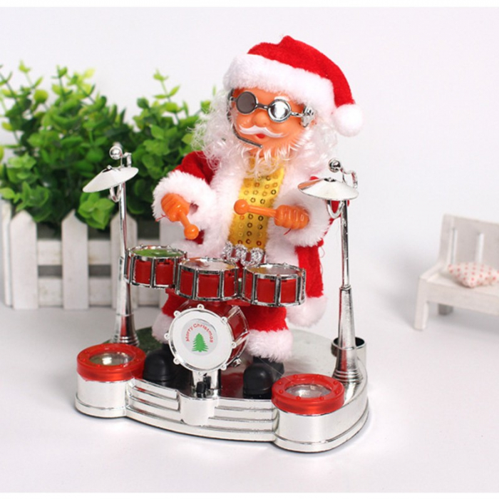 Mos Craciun Muzical, Flippy, Cantaret si Dansator, cu Tobe, 25 cm [1]