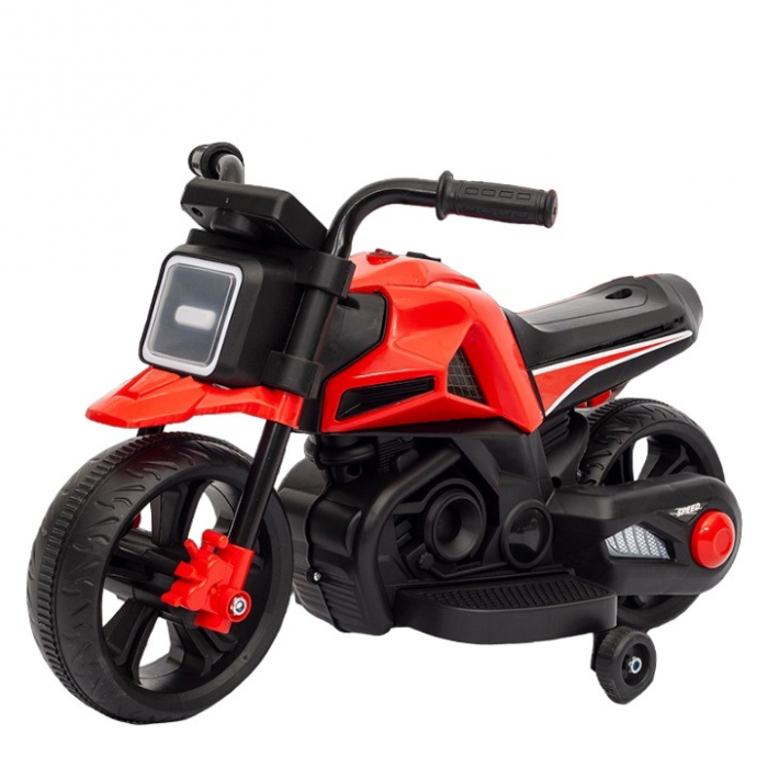 ! LICHIDARE DE STOC ! Motocicleta Electrica cu 2 Roti Mari si 2 Roti Ajutatoare, Flippy, Acumulator Incarcare, Anti-Rasturnare, Lumini, Muzica, Motor:380, Baterie 6V4.5, 41.5x70x34 cm, 4.5 Kg, 3 Ani+, [1]