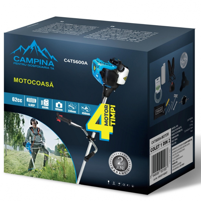 *Lichidare de stoc*Motocoasa pe benzina in 4 timpi, Campina C4T5600A, 6.8 Cp, 62.8 CC, 5 acc. incluse [4]