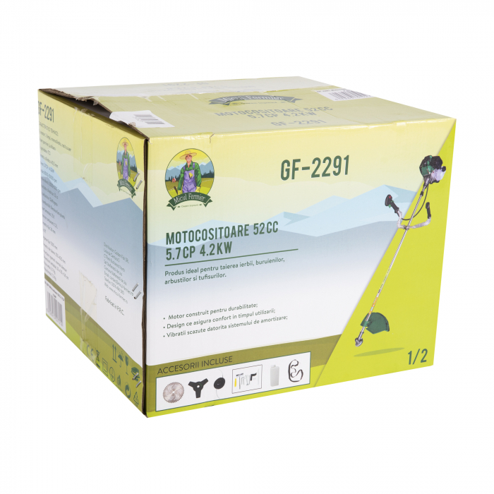 Motocoasa pe benzina tip rucsac Micul Fermier 2291, 5.7 Cp, 52 CC, 4 acc. incluse [7]