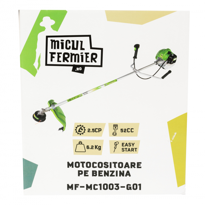 Motocositoare Micul Fermier 2.5CP, 52CC, motor benzina 2T, pornire rapida, 3 accesorii, tija 28mm [2]